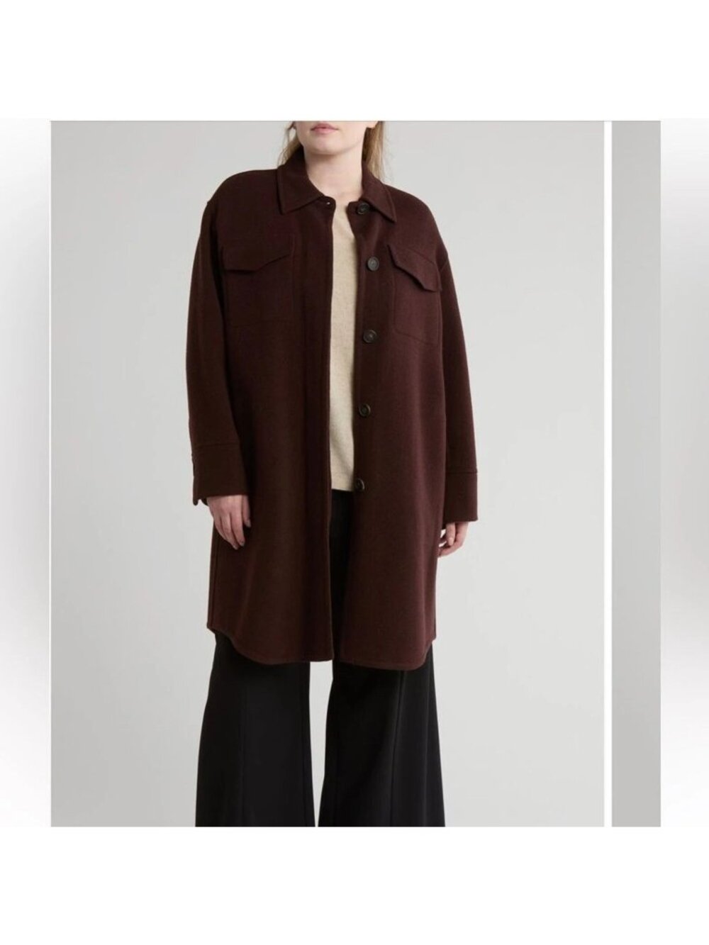 Vince Wool Blend Overcoat Chocolate Brown Designer Old Money Chic Womens 1X